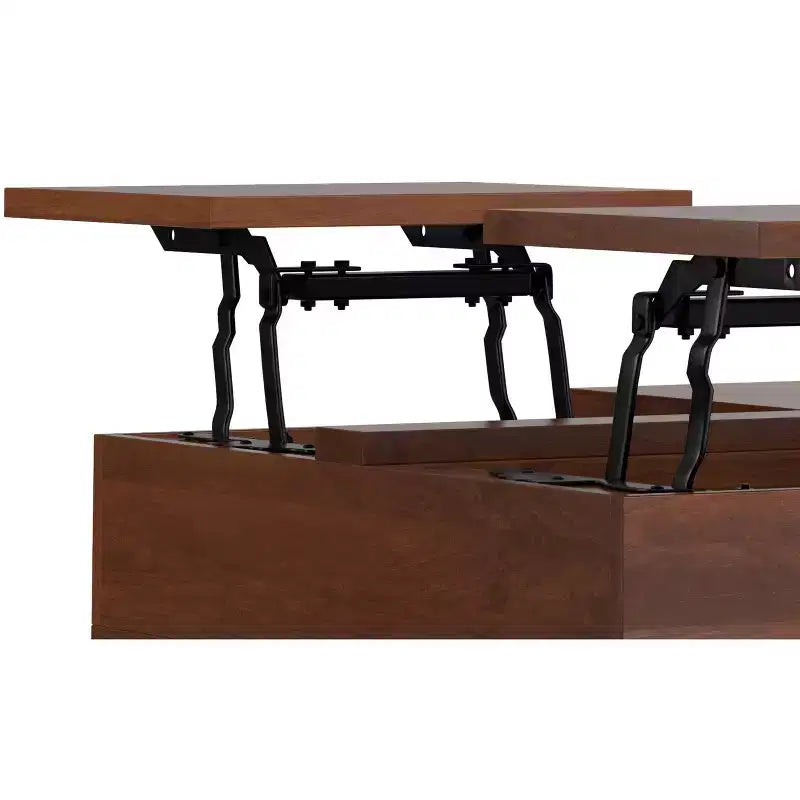 Table basse relevable carrée industrielle Moreno en bois de manguier massif de 81 cm de large