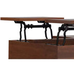 Table basse relevable carrée industrielle Moreno en bois de manguier massif de 81 cm de large