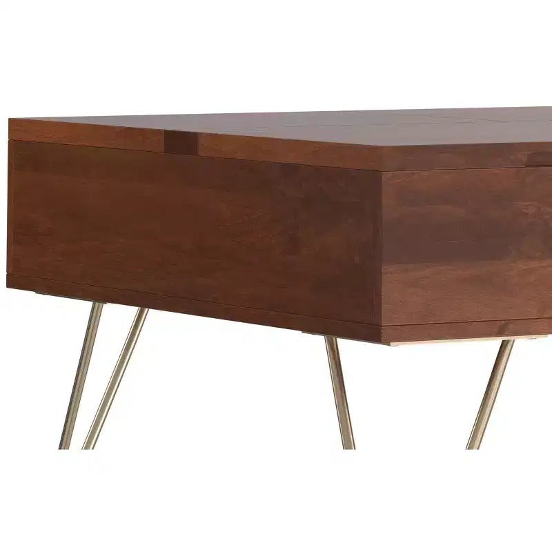 Table basse relevable carrée industrielle Moreno en bois de manguier massif de 81 cm de large