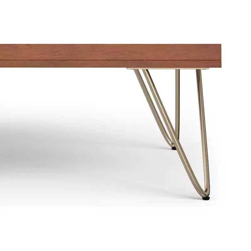 Table basse relevable carrée industrielle Moreno en bois de manguier massif de 81 cm de large