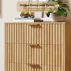 Commode à 5 tiroirs pour chambre, commode moderne de 122 cm de hauteur avec tiroirs profonds et plateau large, commode en bois cannelé pour salon