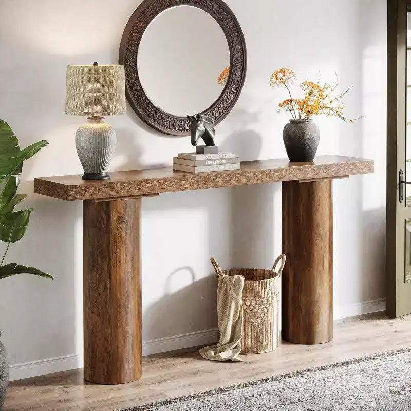 Table console Lantine 63 pour entrée de ferme, table de canapé étroite et longue pour salon, couloir, entrée, vestibule