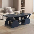 Table basse rectangulaire, Rectangulaire arrondie, Étagères ouvertes, Montage facile, Cadre robuste, Design géométrique moderne pour salons et salles de réception