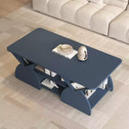 Table basse rectangulaire, Rectangulaire arrondie, Étagères ouvertes, Montage facile, Cadre robuste, Design géométrique moderne pour salons et salles de réception
