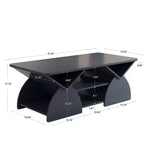Table basse rectangulaire, Rectangulaire arrondie, Étagères ouvertes, Montage facile, Cadre robuste, Design géométrique moderne pour salons et salles de réception