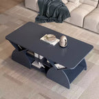 Table basse rectangulaire, Rectangulaire arrondie, Étagères ouvertes, Montage facile, Cadre robuste, Design géométrique moderne pour salons et salles de réception