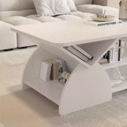 Table basse rectangulaire, Rectangulaire arrondie, Étagères ouvertes, Montage facile, Cadre robuste, Design géométrique moderne pour salons et salles de réception