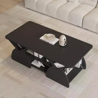 Table basse rectangulaire, Rectangulaire arrondie, Étagères ouvertes, Montage facile, Cadre robuste, Design géométrique moderne pour salons et salles de réception