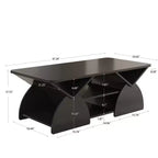 Table basse rectangulaire, Rectangulaire arrondie, Étagères ouvertes, Montage facile, Cadre robuste, Design géométrique moderne pour salons et salles de réception