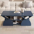 Table basse rectangulaire, Rectangulaire arrondie, Étagères ouvertes, Montage facile, Cadre robuste, Design géométrique moderne pour salons et salles de réception