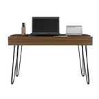 Bureau d'écriture TUYOHW, Bureau d'ordinateur industriel avec un tiroir spacieux, Pieds épingles, Plateau en verre transparent, Bureau d'étude moderne pour bureau à domicile, étude, chambre à coucher
