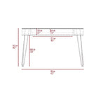 Bureau d'écriture TUYOHW, Bureau d'ordinateur industriel avec un tiroir spacieux, Pieds épingles, Plateau en verre transparent, Bureau d'étude moderne pour bureau à domicile, étude, chambre à coucher