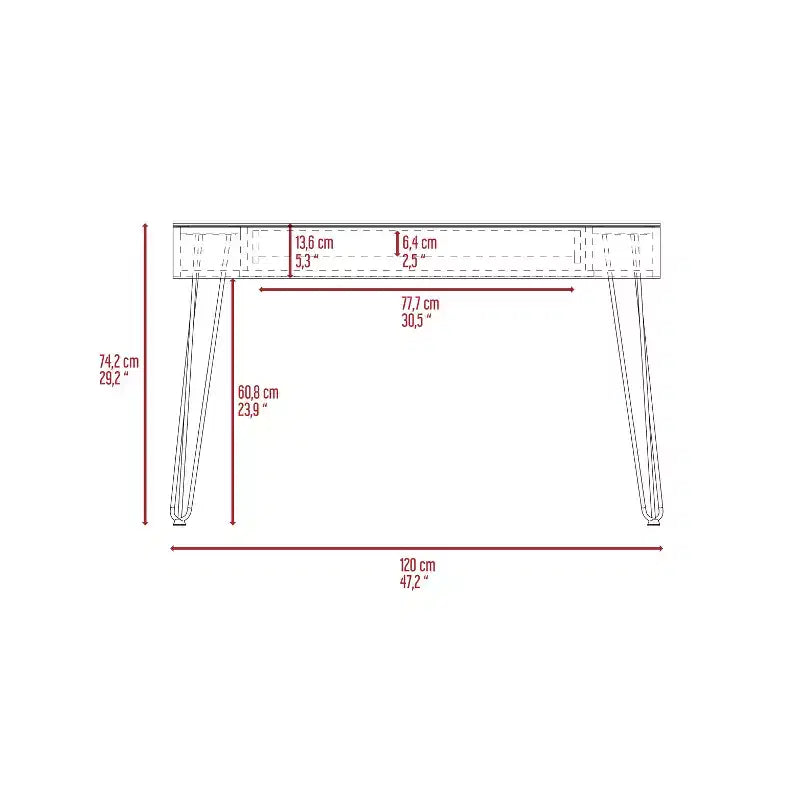 Bureau d'écriture TUYOHW, Bureau d'ordinateur industriel avec un tiroir spacieux, Pieds épingles, Plateau en verre transparent, Bureau d'étude moderne pour bureau à domicile, étude, chambre à coucher