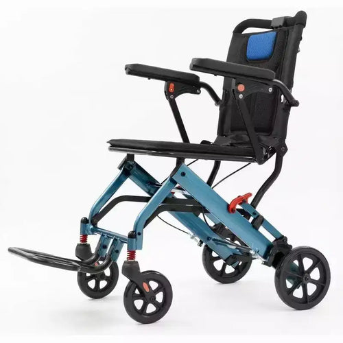 1PCS Wide Frame Shock Absorption Wheelchair Lightweight & Durable Aviation Aluminum + PVC, Two - Stage Brake