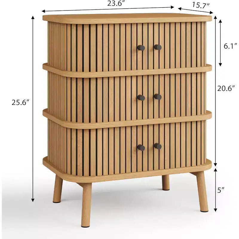 Commode moderne à 3 tiroirs avec porte coulissante, en osier naturel et pieds en bois, table de chevet pour chambre, couloir ou salon