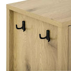 JVNOXK Buffet moderne ondulé en U à 3 tiroirs avec crochets et meuble de rangement avec pied central, convient pour les salons, finition naturelle