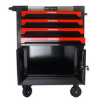 Servante d'atelier roulante 4 tiroirs avec roues, armoire de rangement à outils robuste et verrouillable pour garage et atelier