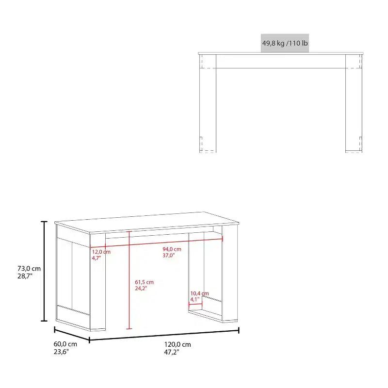 TUYOHW 47.2 Bureau d'ordinateur, bureau d'étude moderne avec plateau en mélamine résistant aux rayures, bureau de travail pour le bureau à domicile, l'étude, les petits espaces