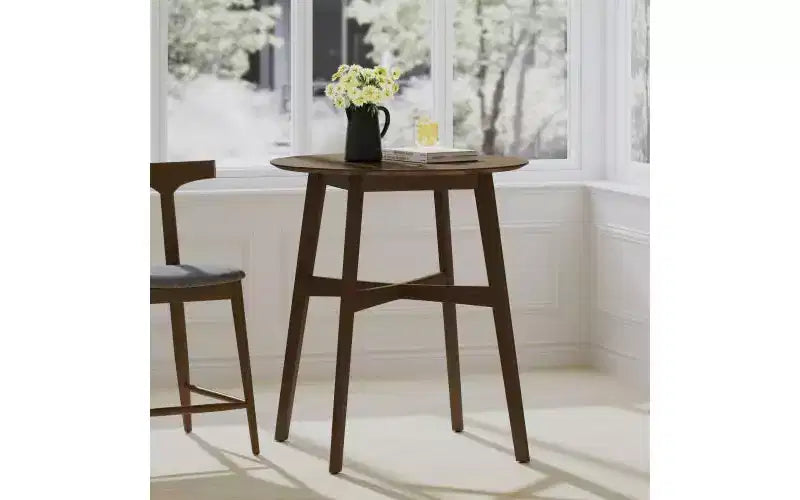TUYOHW Tables de salle à manger rondes de 40 pour 2-4 personnes, table de cuisine hauteur comptoir avec cadre en bois, table basse compacte pour appartement, capacité de 300 lbs