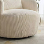TUYOHW Fauteuil d'appoint pivotant moderne avec oreiller, fauteuil club rembourré en velours côtelé avec accoudoir, fauteuils douillets pour salon, chambre à coucher