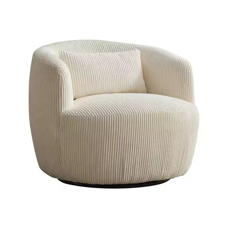 TUYOHW Fauteuil d'appoint pivotant moderne avec oreiller, fauteuil club rembourré en velours côtelé avec accoudoir, fauteuils douillets pour salon, chambre à coucher