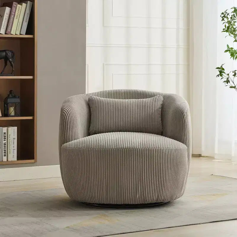TUYOHW Fauteuil d'appoint pivotant moderne avec oreiller, fauteuil club rembourré en velours côtelé avec accoudoir, fauteuils douillets pour salon, chambre à coucher
