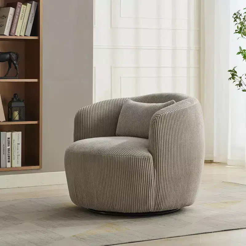 TUYOHW Fauteuil d'appoint pivotant moderne avec oreiller, fauteuil club rembourré en velours côtelé avec accoudoir, fauteuils douillets pour salon, chambre à coucher