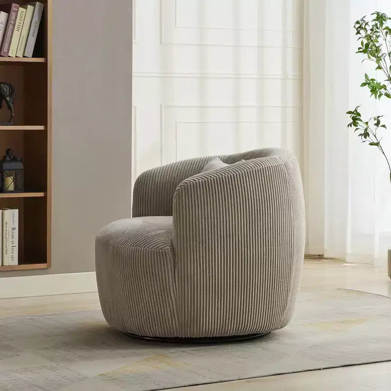 TUYOHW Fauteuil d'appoint pivotant moderne avec oreiller, fauteuil club rembourré en velours côtelé avec accoudoir, fauteuils douillets pour salon, chambre à coucher