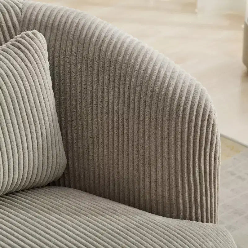 TUYOHW Fauteuil d'appoint pivotant moderne avec oreiller, fauteuil club rembourré en velours côtelé avec accoudoir, fauteuils douillets pour salon, chambre à coucher