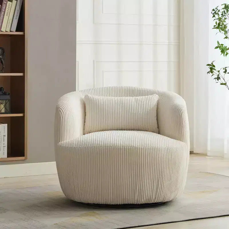 TUYOHW Fauteuil d'appoint pivotant moderne avec oreiller, fauteuil club rembourré en velours côtelé avec accoudoir, fauteuils douillets pour salon, chambre à coucher