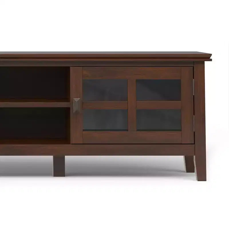Meuble TV bas de transition Stratford de 72 pouces de large en bois massif pour téléviseurs jusqu'à 80 pouces