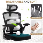 Fauteuil de bureau ergonomique en maille Acekool avec appui-tête et support lombaire réglables, chaise de bureau pivotante à dossier haut pour la maison ou le bureau
