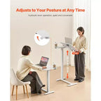 Table de lit, bureau d'ordinateur portable réglable en hauteur avec plateau inclinable, roulettes cachées et porte-gobelet, bureau de lit portable pour bureau à domicile ou étude
