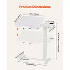 Table de lit, bureau d'ordinateur portable réglable en hauteur avec plateau inclinable, roulettes cachées et porte-gobelet, bureau de lit portable pour bureau à domicile ou étude
