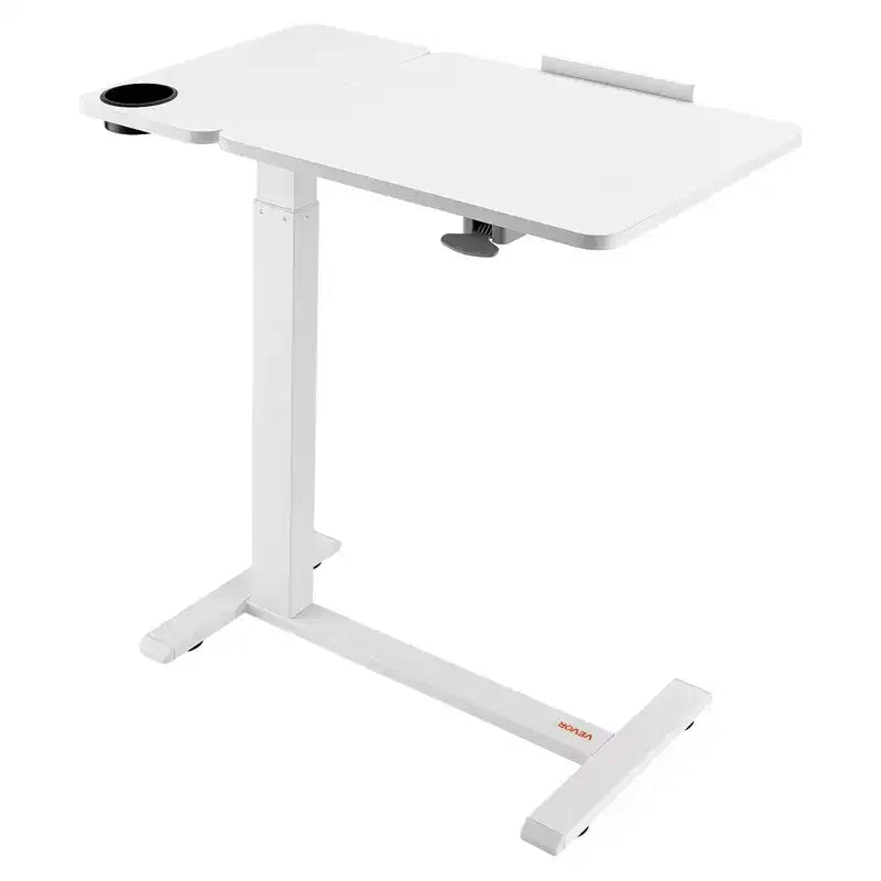 Table de lit, bureau d'ordinateur portable réglable en hauteur avec plateau inclinable, roulettes cachées et porte-gobelet, bureau de lit portable pour bureau à domicile ou étude