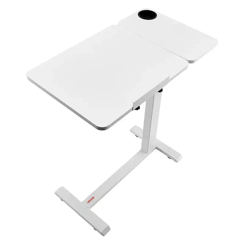 Table de lit, bureau d'ordinateur portable réglable en hauteur avec plateau inclinable, roulettes cachées et porte-gobelet, bureau de lit portable pour bureau à domicile ou étude