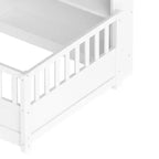 Lit de plancher GDFStudio Cissie moderne en pin avec rangement latéral et garde-corps