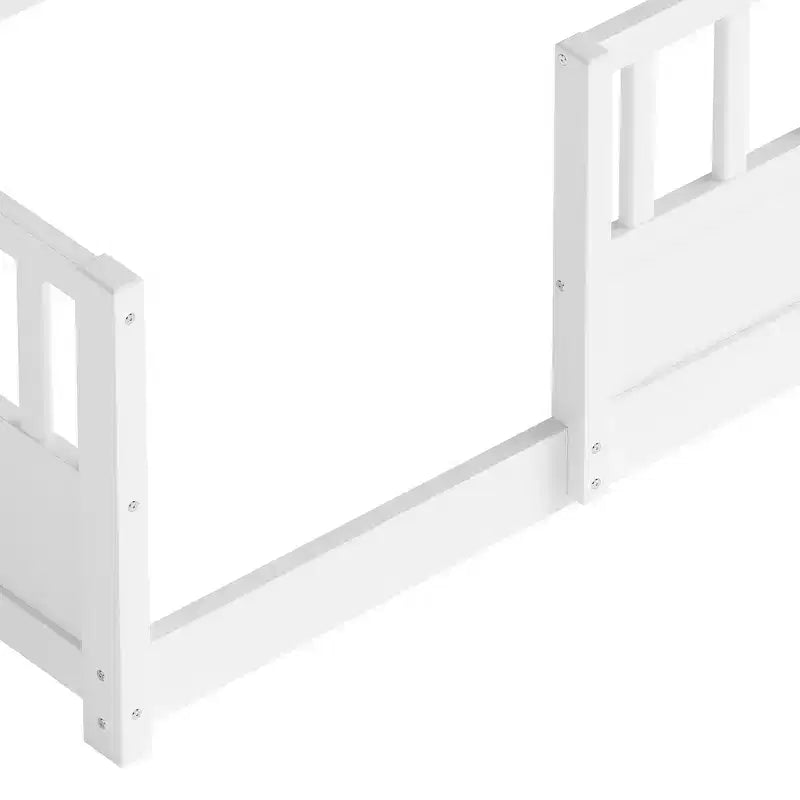 Lit de plancher GDFStudio Cissie moderne en pin avec rangement latéral et garde-corps