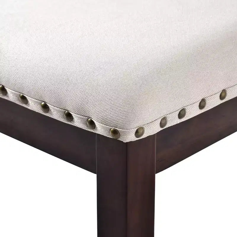 Lot de 4 chaises de salle à manger à dossier haut avec capitonnage et pieds en bois expresso