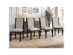 Lot de 4 chaises de salle à manger à dossier haut avec capitonnage et pieds en bois expresso