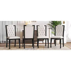 Lot de 4 chaises de salle à manger à dossier haut avec capitonnage et pieds en bois expresso