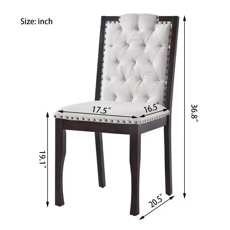 Lot de 4 chaises de salle à manger à dossier haut avec capitonnage et pieds en bois expresso
