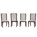 Lot de 4 chaises de salle à manger à dossier haut avec capitonnage et pieds en bois expresso