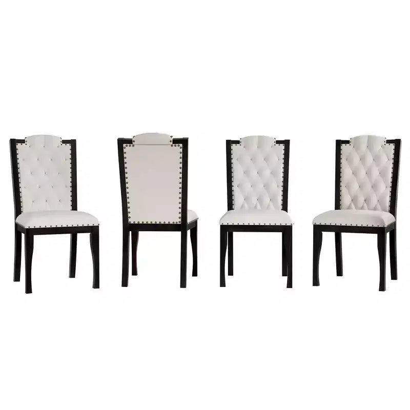 Lot de 4 chaises de salle à manger à dossier haut avec capitonnage et pieds en bois expresso