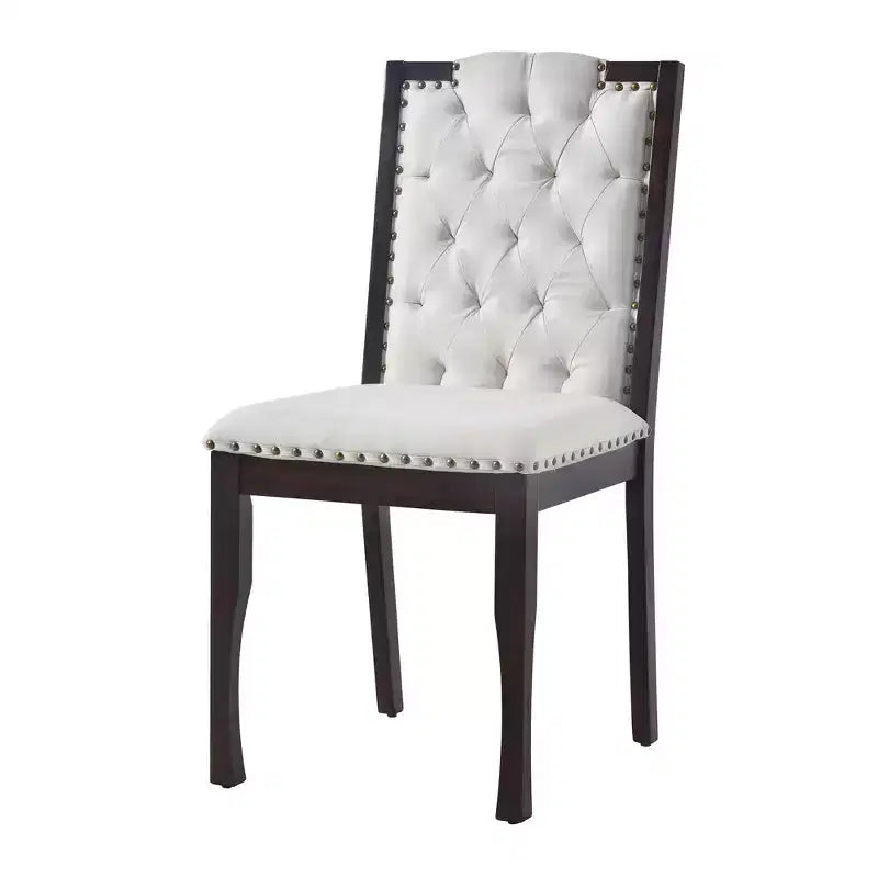 Lot de 4 chaises de salle à manger à dossier haut avec capitonnage et pieds en bois expresso