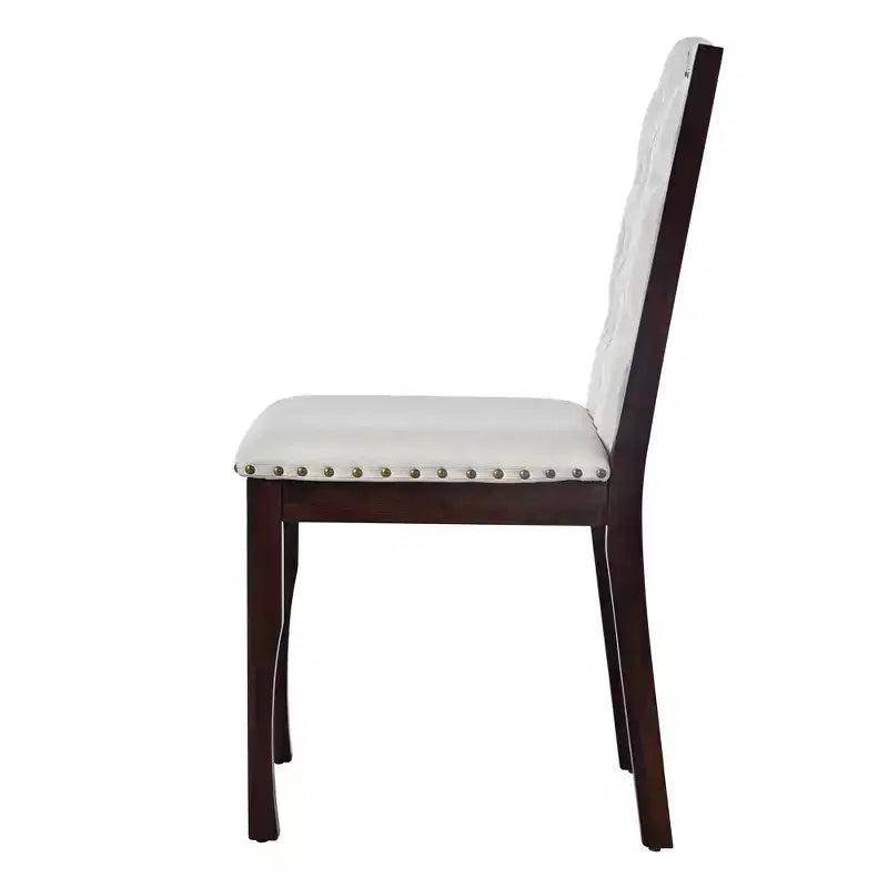 Lot de 4 chaises de salle à manger à dossier haut avec capitonnage et pieds en bois expresso