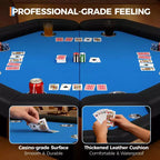 Table de poker octogonale pliable pour 8 joueurs avec rebords rembourrés et porte-gobelets en acier inoxydable pour les soirées de jeux en famille