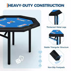 Table de poker octogonale pliable pour 8 joueurs avec rebords rembourrés et porte-gobelets en acier inoxydable pour les soirées de jeux en famille