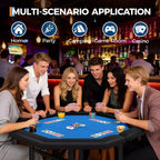 Table de poker octogonale pliable pour 8 joueurs avec rebords rembourrés et porte-gobelets en acier inoxydable pour les soirées de jeux en famille