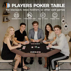 Table de poker octogonale pliable pour 8 joueurs avec rebords rembourrés et porte-gobelets en acier inoxydable pour les soirées de jeux en famille